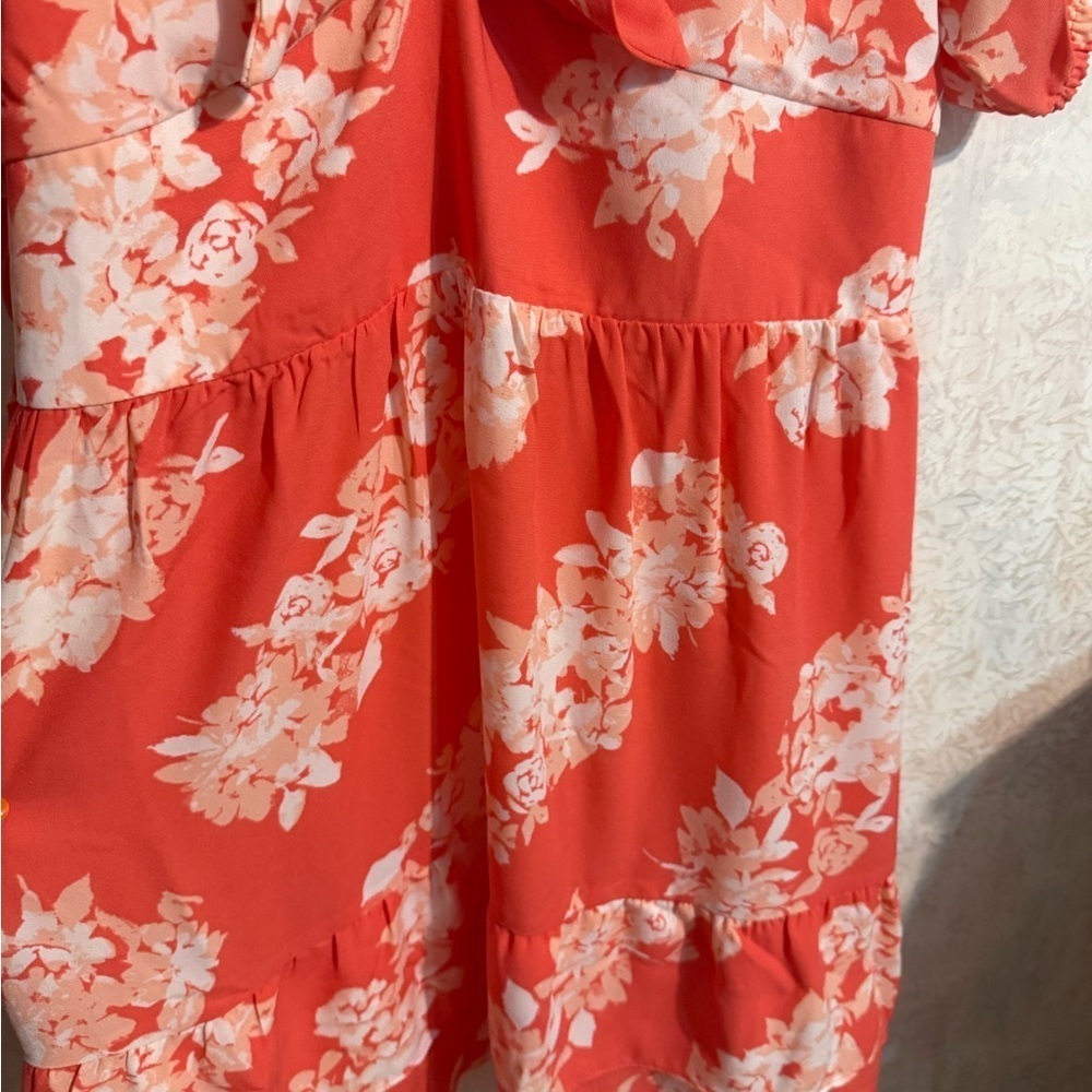 LC Lauren Conrad Coral and White Floral Mini Dress, Sz XXL - Picture 4 of 12